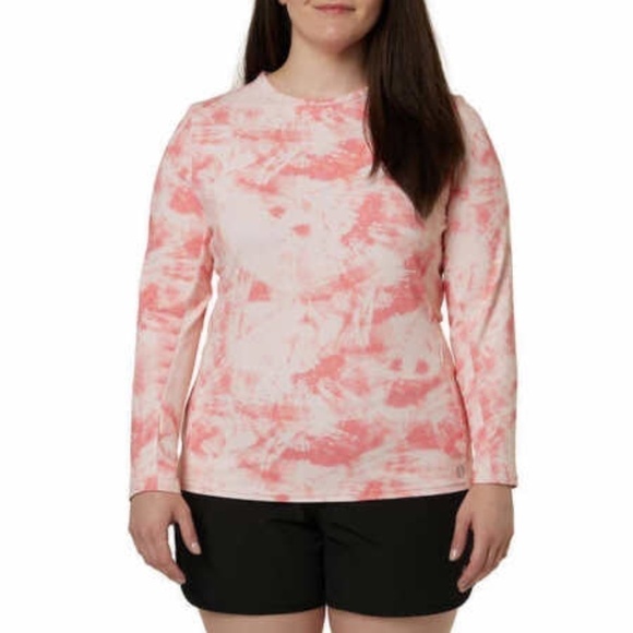 HANG TEN Women's Size XL Pink Tye Dye Long Sleeve Stretchy Sun Tee - Picture 2 of 11